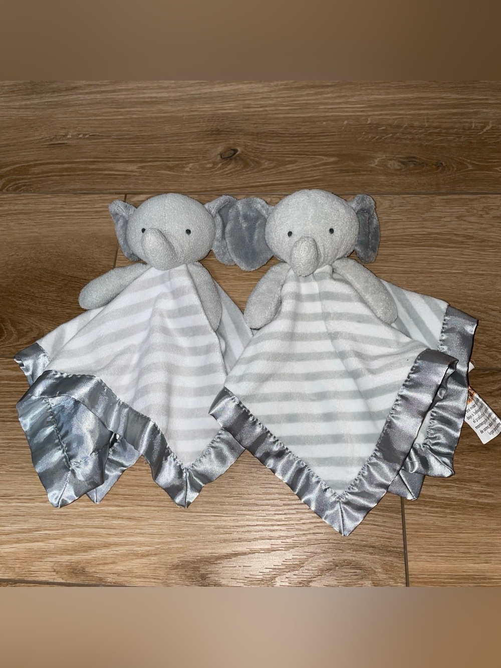 cloud island Gray Elephant Lovey Security Blankets - Set of 2